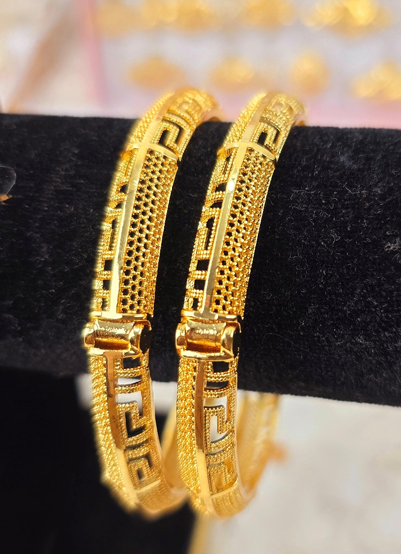 Premium Gold-Design Greek Key Adjustable Bangles (B-007)