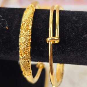 Floral Filigree Adjustable Gold-Design Bangles (B-011)