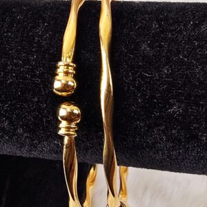 Minimalist Gold-Design Bead-Accent Bangles- (B-018)