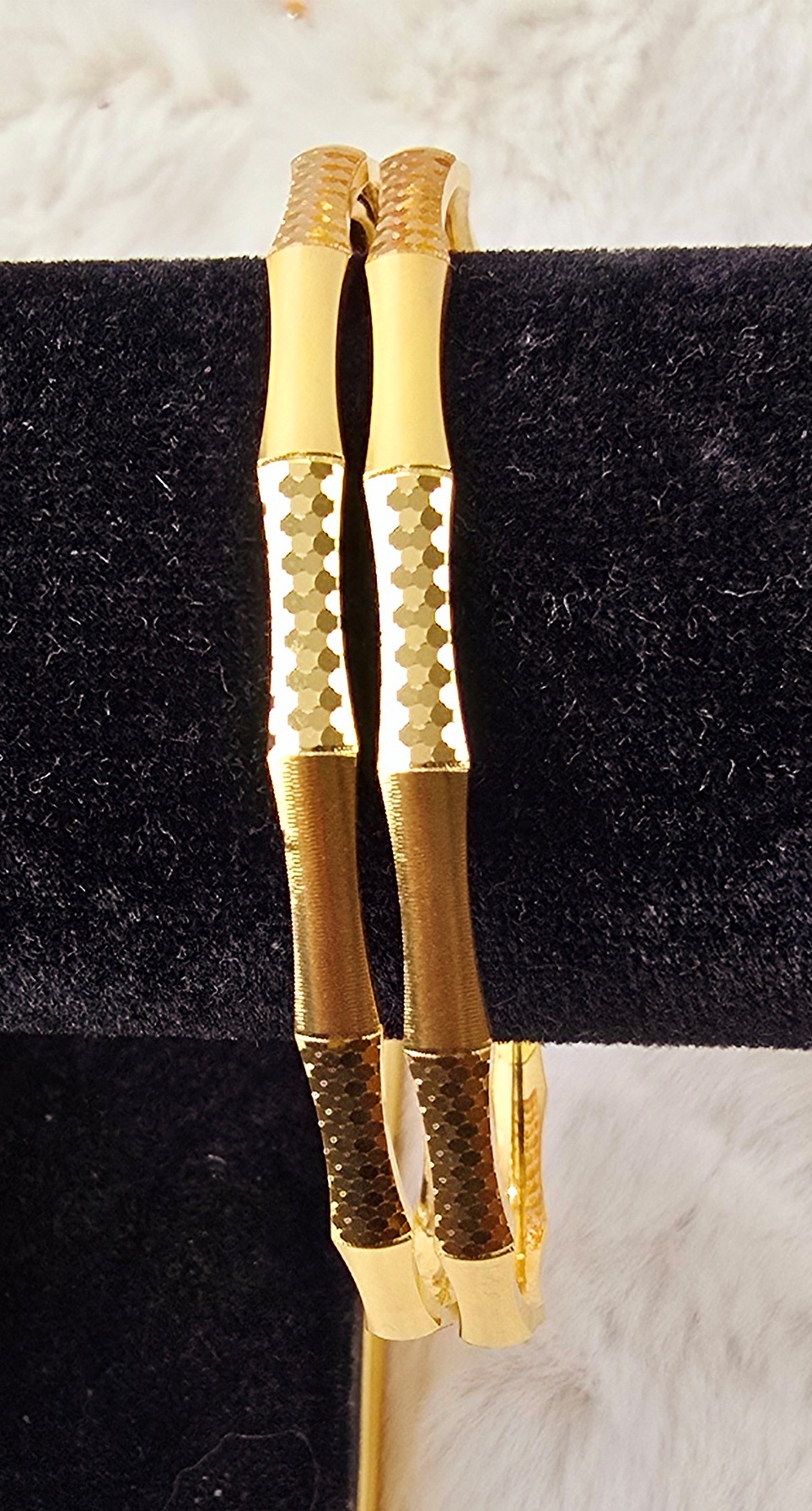 Artistic Gold-Plated Bamboo-Style Bangles (B-022)