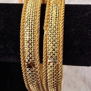 Exquisite Gold-Toned Filigree Textured Bangles (B-023)