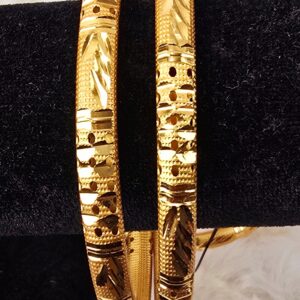 Floral Filigree Gold-Toned Bangle Pair (B-027)