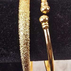 Luminous Stardust & Polished Gold-Color Cuff Bangle Set (B-035)