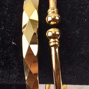 Geometric Prism & Polished Gold-Toned Cuff Set (B-036)