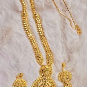 Royal Gold-Design Filigree Long Necklace Set (N-007)