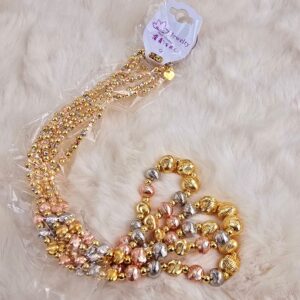 Luxury Tri-Tone Beaded Necklace - (N-008)