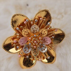 Exquisite Multi-Tone Floral Filigree Ring, Adjustable (R-003)